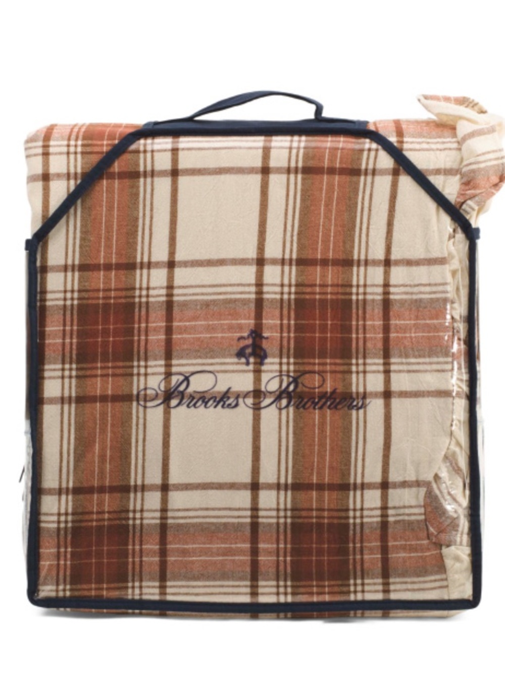 BROOKS BROTHERS Cotton Percale Plaid Duvet Cover Set With Ruffle Trim